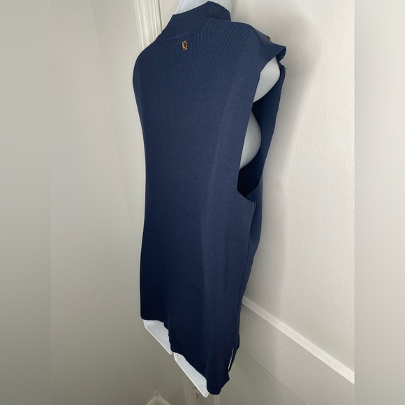 DONNA KARAN NWT Navy Sleeveless Top with Gold Button Accents - Picture 3 of 7